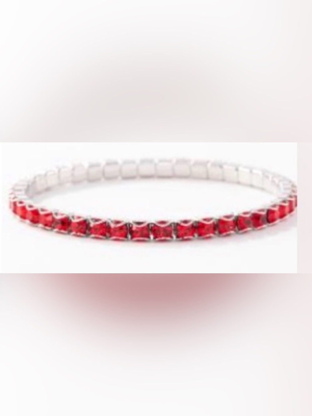 Touchstone Crystal stretch bracelet JULY ruby red crystals NEW in organza pouch